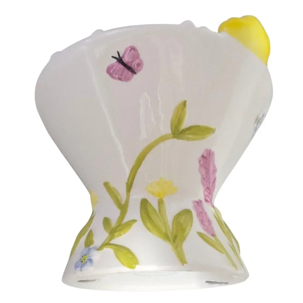 Mellow & Mod Raised Ceramic Cat Food And Water Bowl Floral Embossed Hand Painted